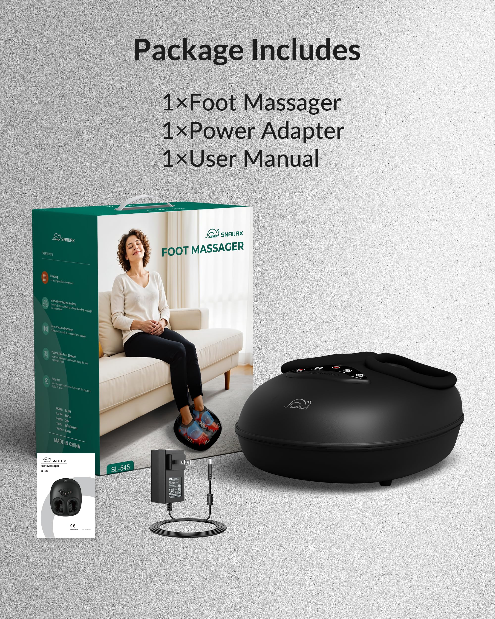 Snailax Fußreflexzonen Massagegerät mit Wärme, Elektrisches Shiatsu Fußmassagegerät mit Knetmassage & Luftkompression, Fußwärmer mit Timer, Wellness Geschenk für Frauen und Männer