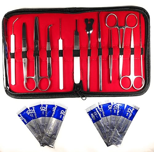 Miniatura 1 de Juego de 20 piezas de acero inoxidable avanzado de biología, anatomía y disección para estudiantes de medicina, mango de cuchillo para raspador,