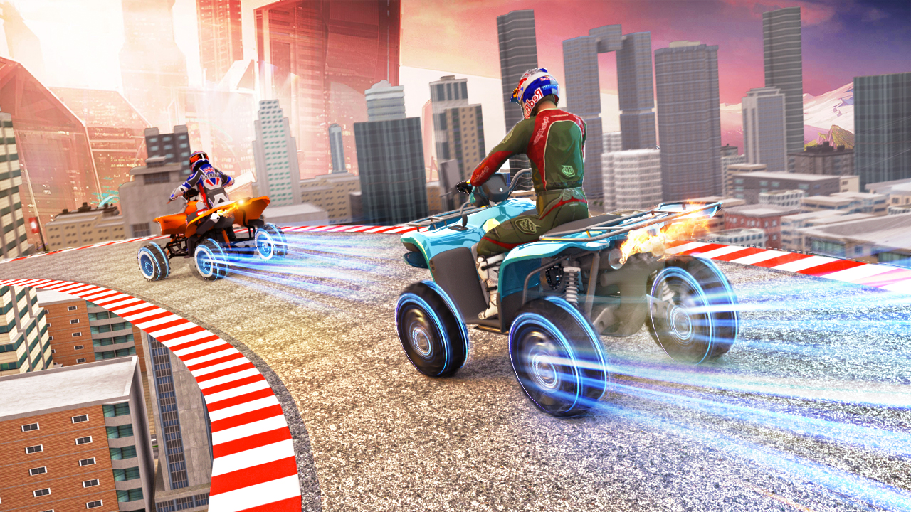 Futuristic Offroad Speed Light ATV Quad Bike Mega Ramp Stunts