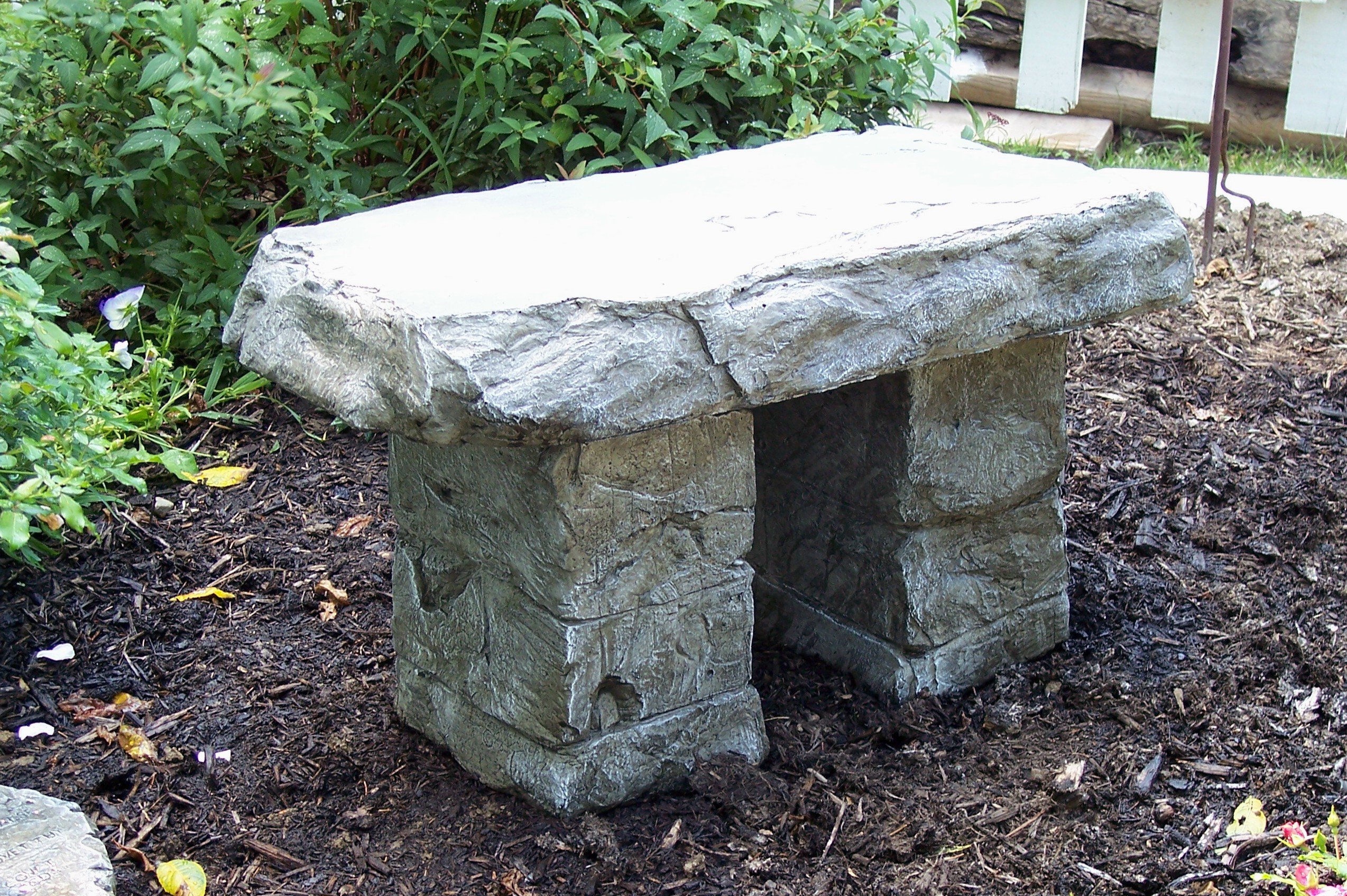 "Garden Bench" Cast Stone Granite Rock Bench 3 Piece, Patio Furniture
