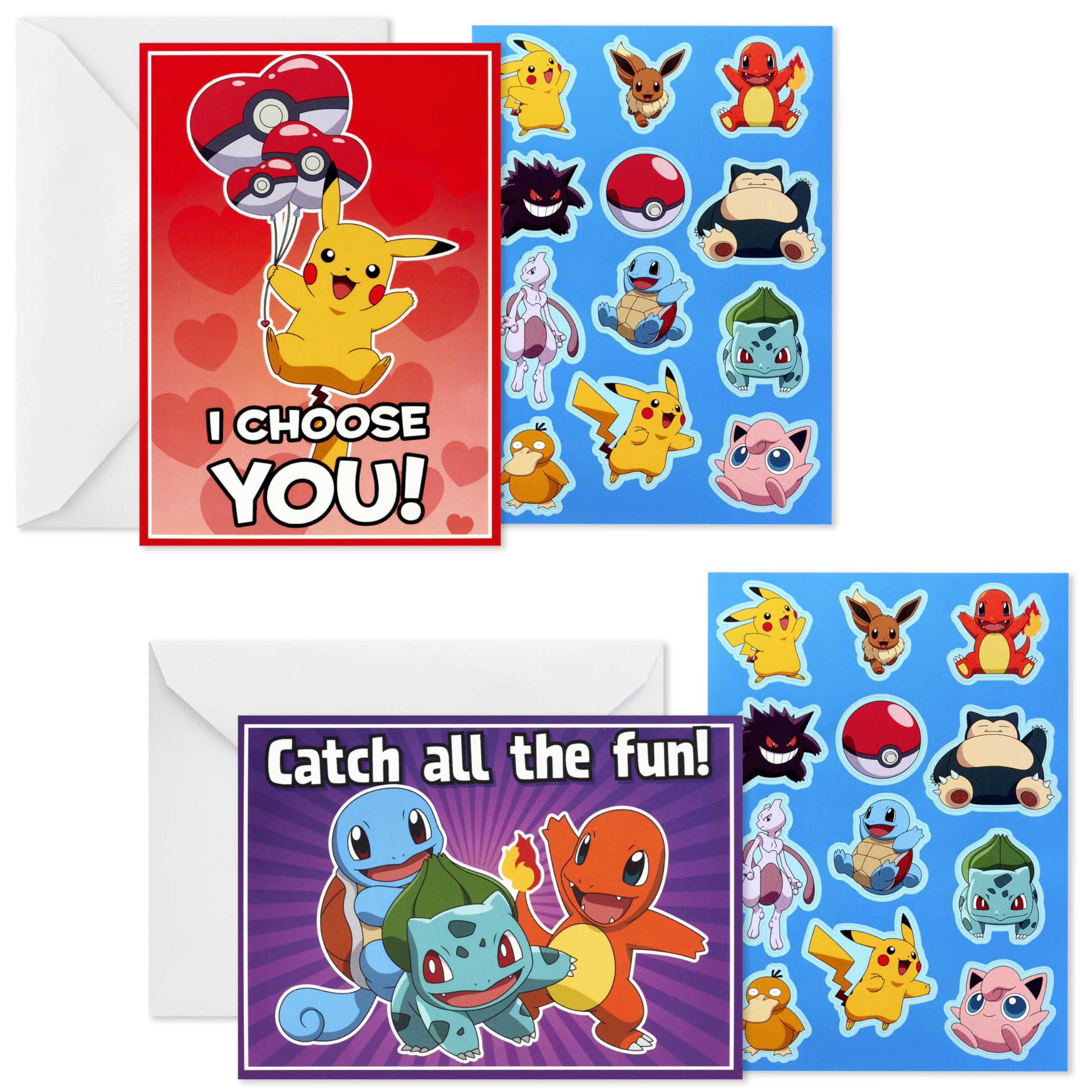 Hallmark Kids Pokémon Valentines Day Cards and Stickers Assortment (24 Classroom Cards with Envelopes)