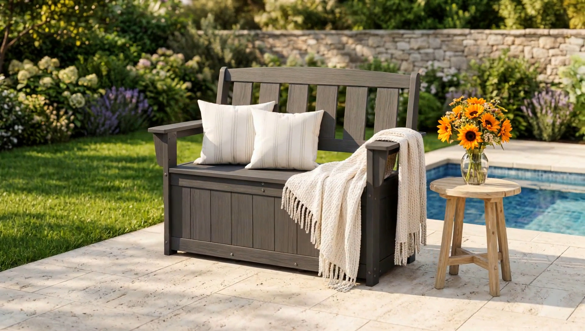 BENCH HOUSING STORAGE BOX！★！！ Amazon.com: HMXD Cedar Wood Deck Box Bench, Storage Box with