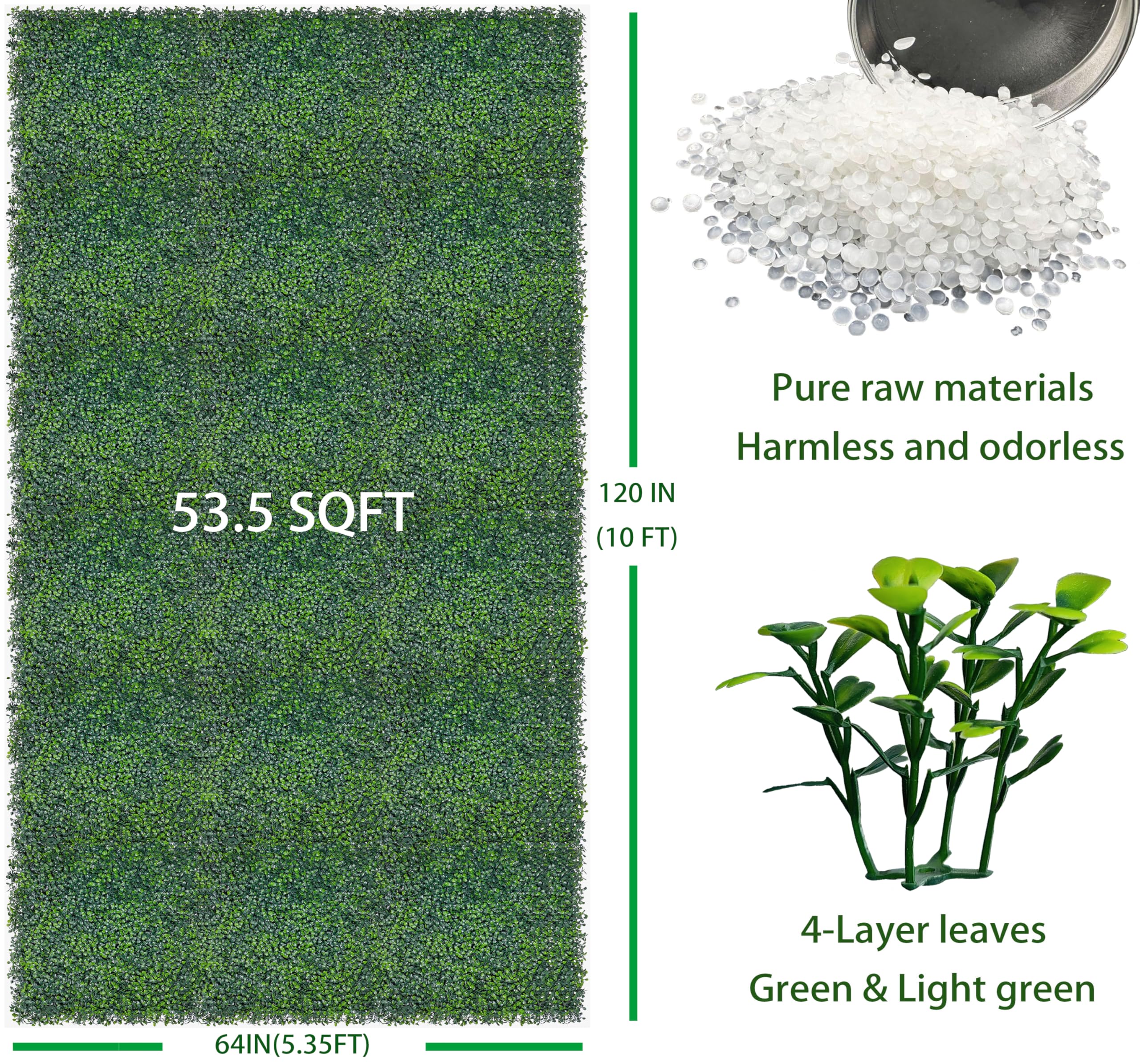 ODTORY Artificial Grass Wall Backdrop Panels,16 X 12 in 12P(16 sqft) UV-Anti Greenery Boxwood Panels for Indoor Outdoor Green Wall Decor & Ivy Fence Covering Privacy: 64 X 120 IN