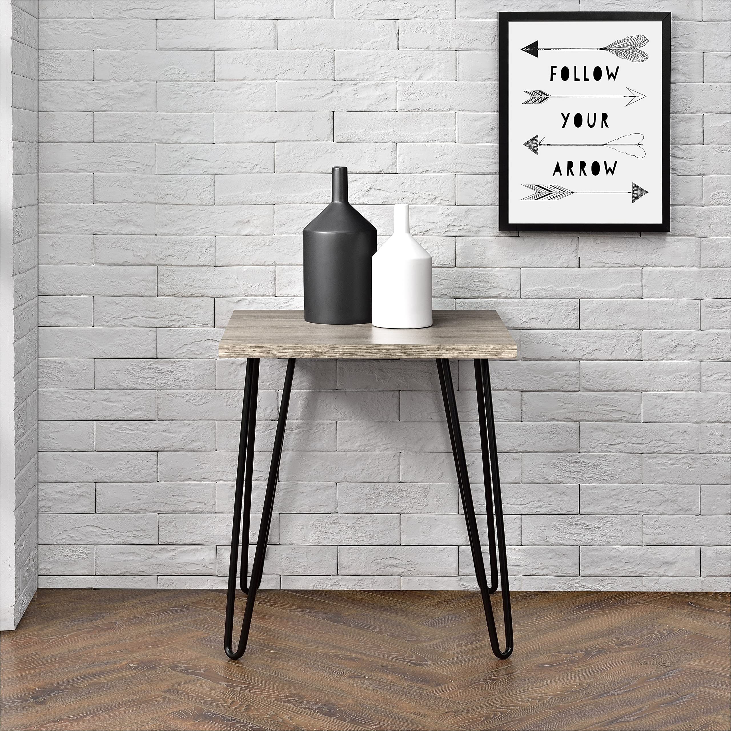 DHP Furniture Owen End & Side Table, Rustic Oak Look