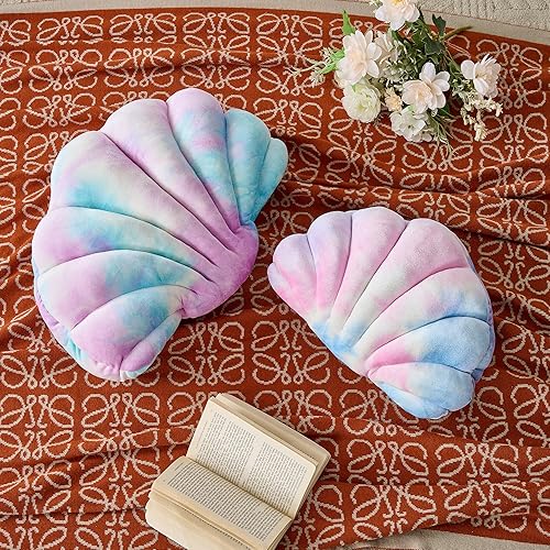 Miniatura 7 de Seashell - Almohada decorativa con forma de cáscara, almohada de playa con inserto 3D, almohada de terciopelo suave, decoración del mar y el océano,