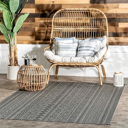 nuLOOM Alfombra decorativa Jamie para exteriores, 3x5, gris