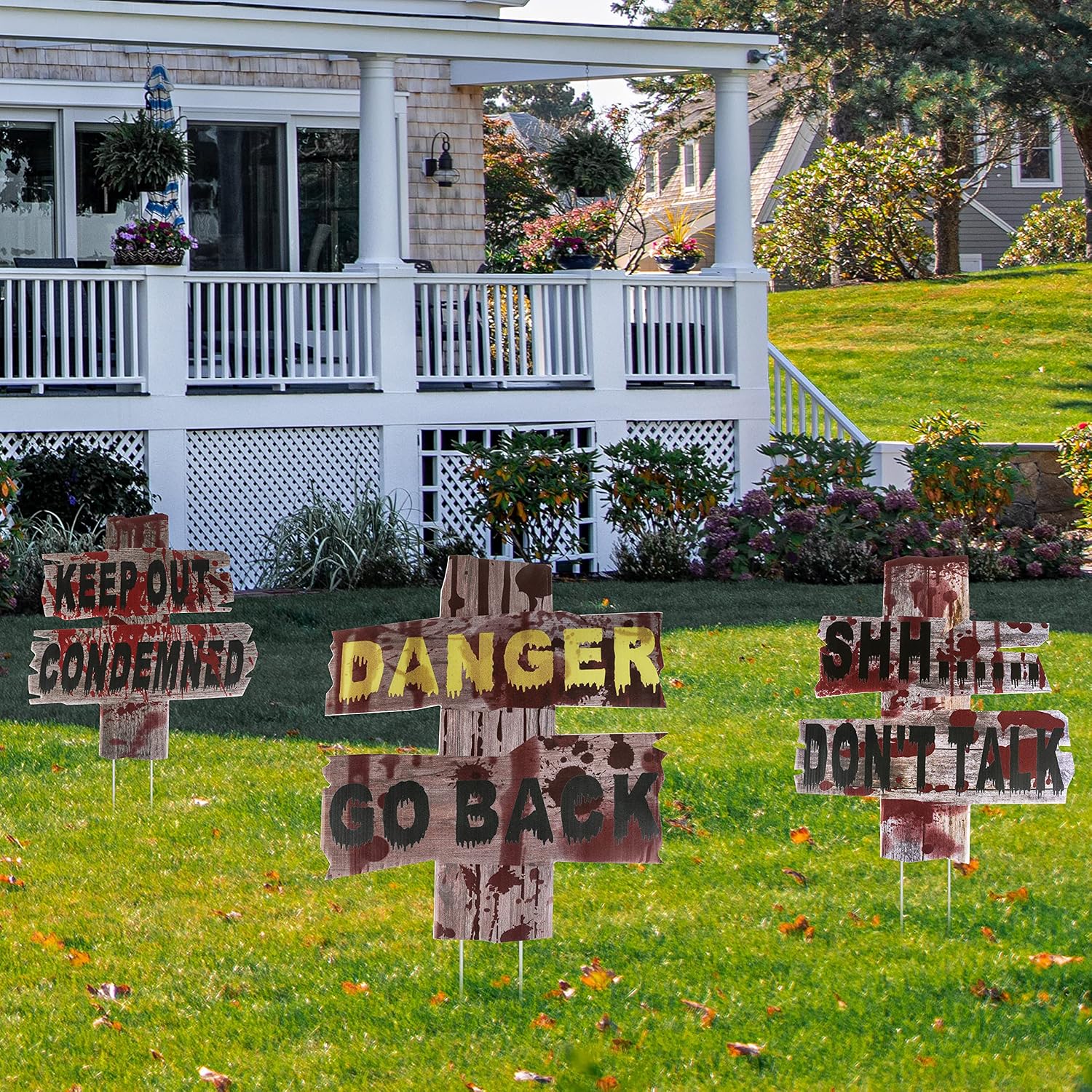 Halloween Yard Sign with Stakes,Large Size Halloween Decorations for Party Yard Lawn Decor Props, Scary Halloween Eve Decor Scary Theme Party 3 Pcs