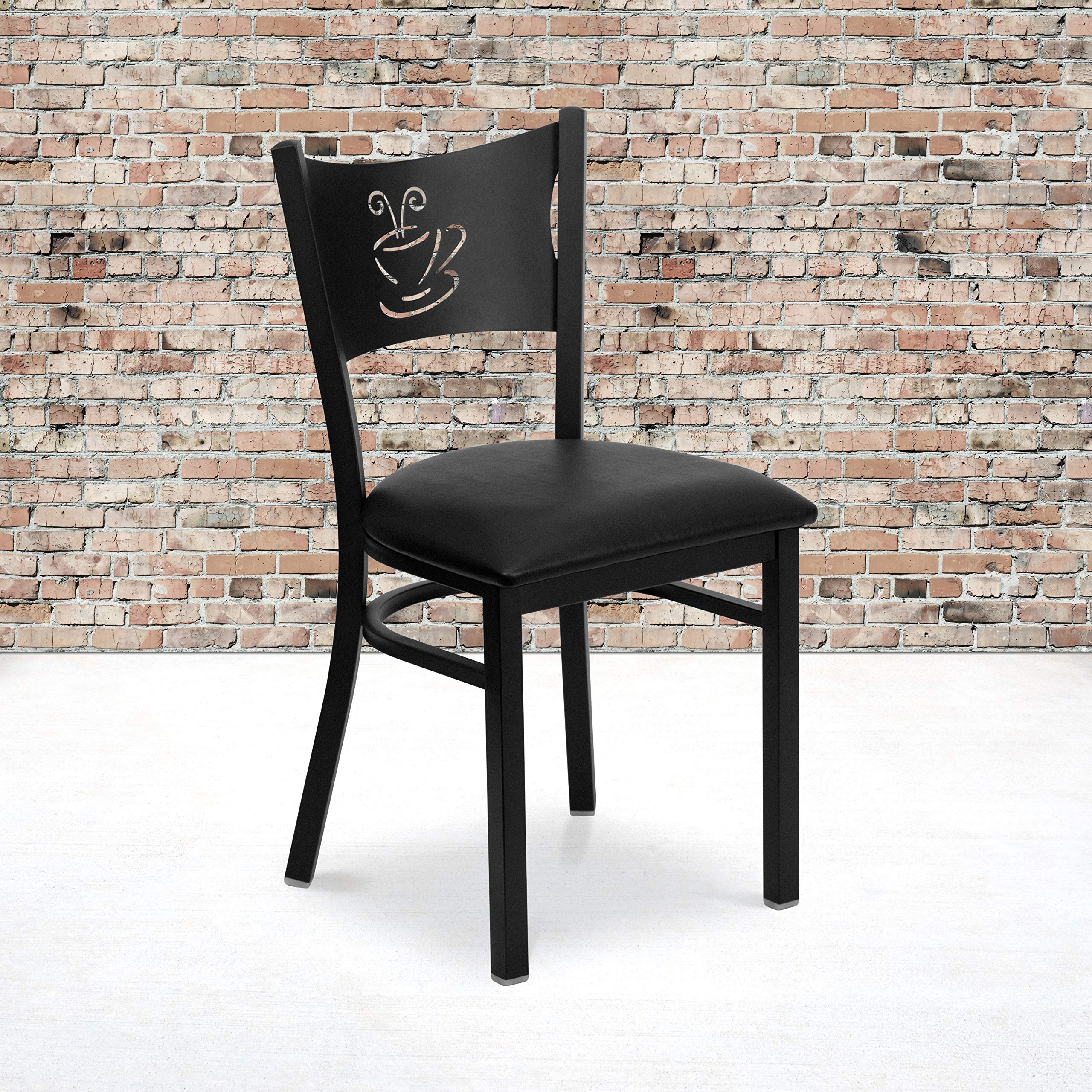 Flash Furniture Black Vinyl Seat/Black Metal Frame / Set of 1 / Traditional Chairs