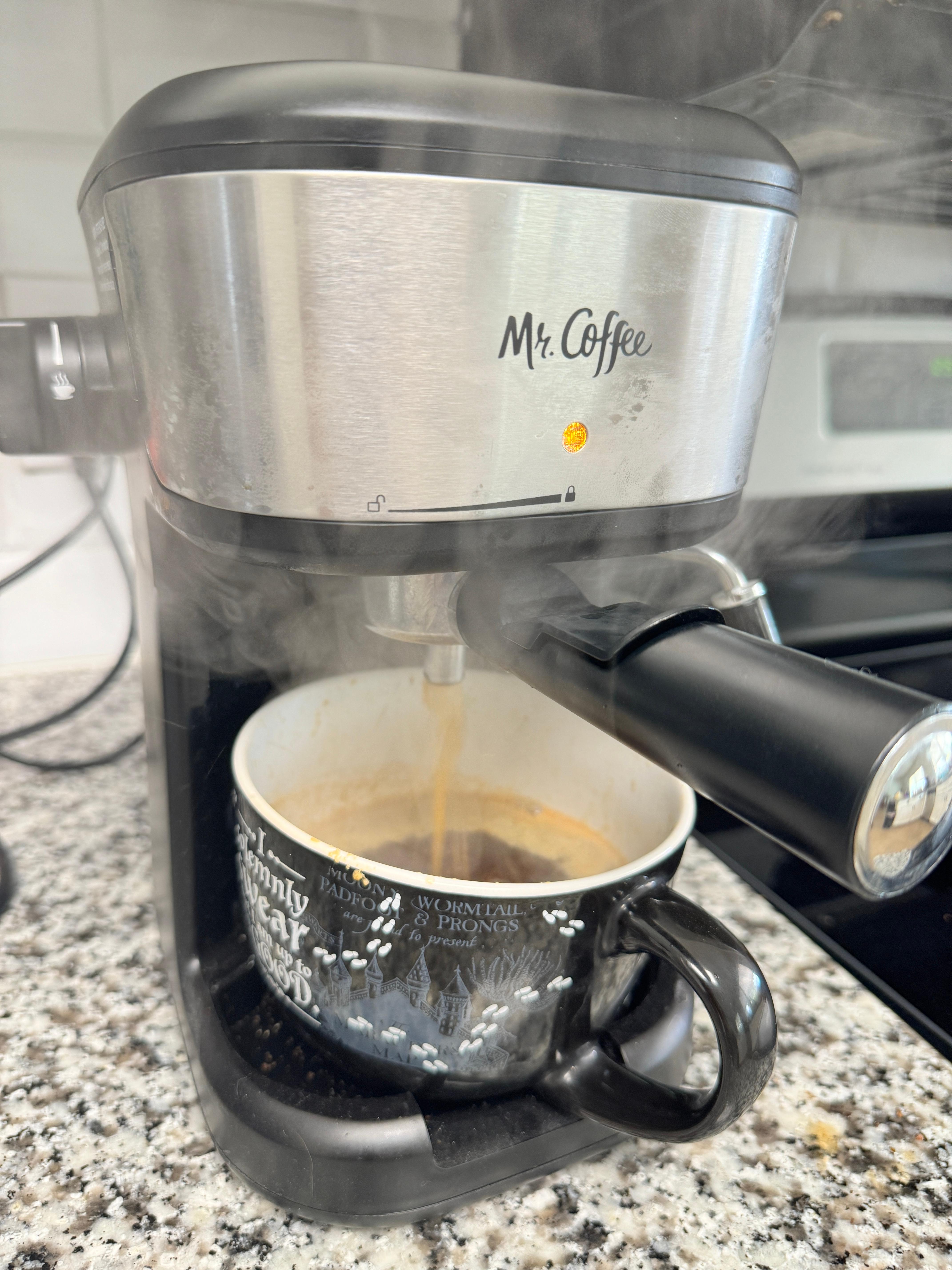 Watch Demonstration of Mr Coffee espresso maker in action on
