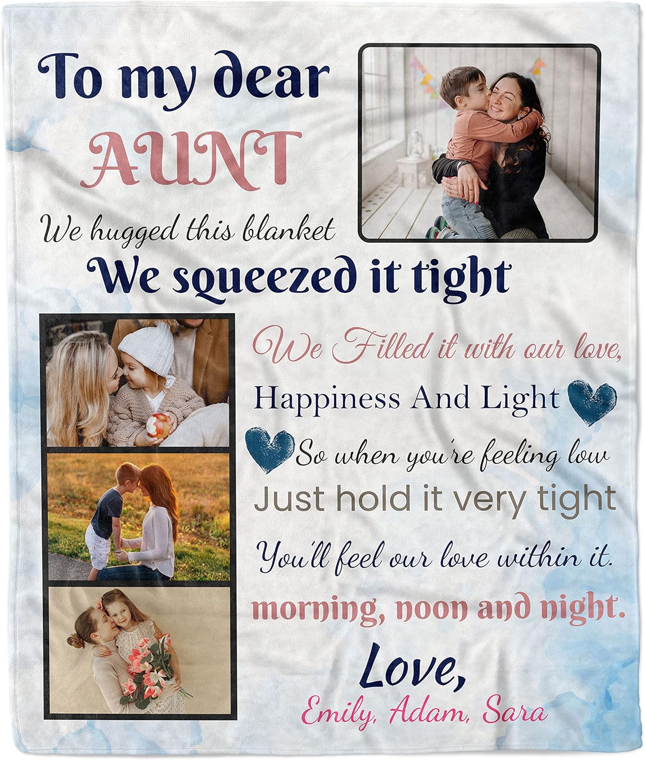 Customized to My Aunt Photo Collage Blanket. Fleece Customized Blanket. Gift for Halloween, Thanksgiving, Hanukkah, Christmas & Birthday. [Custom] (to My Aunt-from Nephew 07, 50" X 60")