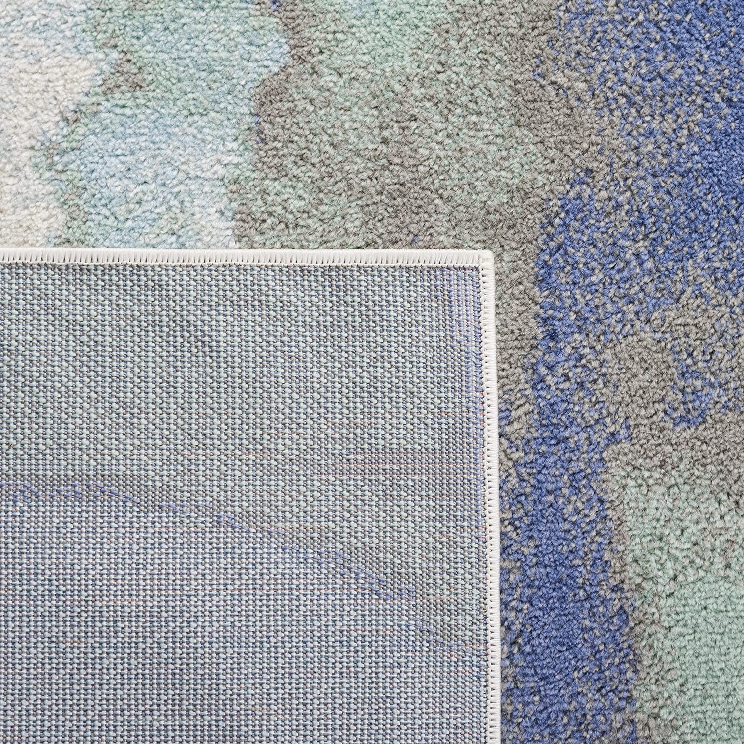 SAFAVIEH Skyler Collection Area Rug - 6'7" Square, Light Blue & Grey, Modern Abstract Design, Non-Shedding & Easy Care, Ideal for High Traffic Areas in Living Room, Bedroom (SKY512N)