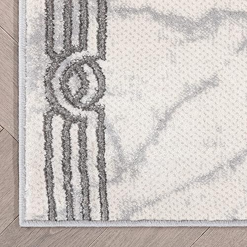 Miniatura 6 de Well Woven Alfombra de pasillo de tamaño personalizado para interiores y exteriores, elige tu longitud, patrón de mármol retro negro Lezlee de 31