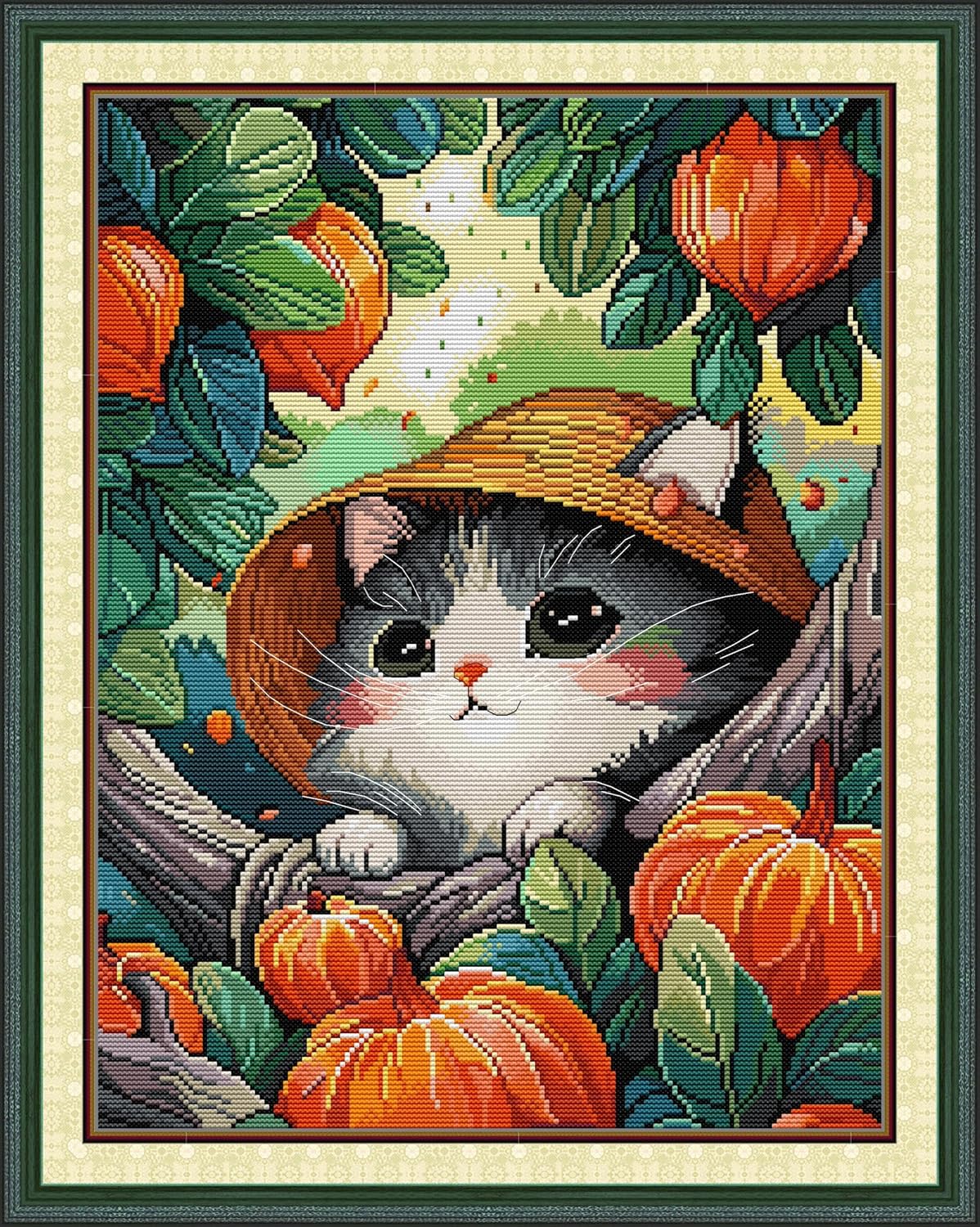Stitchhaven 14CT Cute Cat Counted Cross Stitch Kit for Beginners, Unprinted Complete DIY Embroidery Set with Pattern & Tools, Premium Aida Cloth & Threads (Little cat)