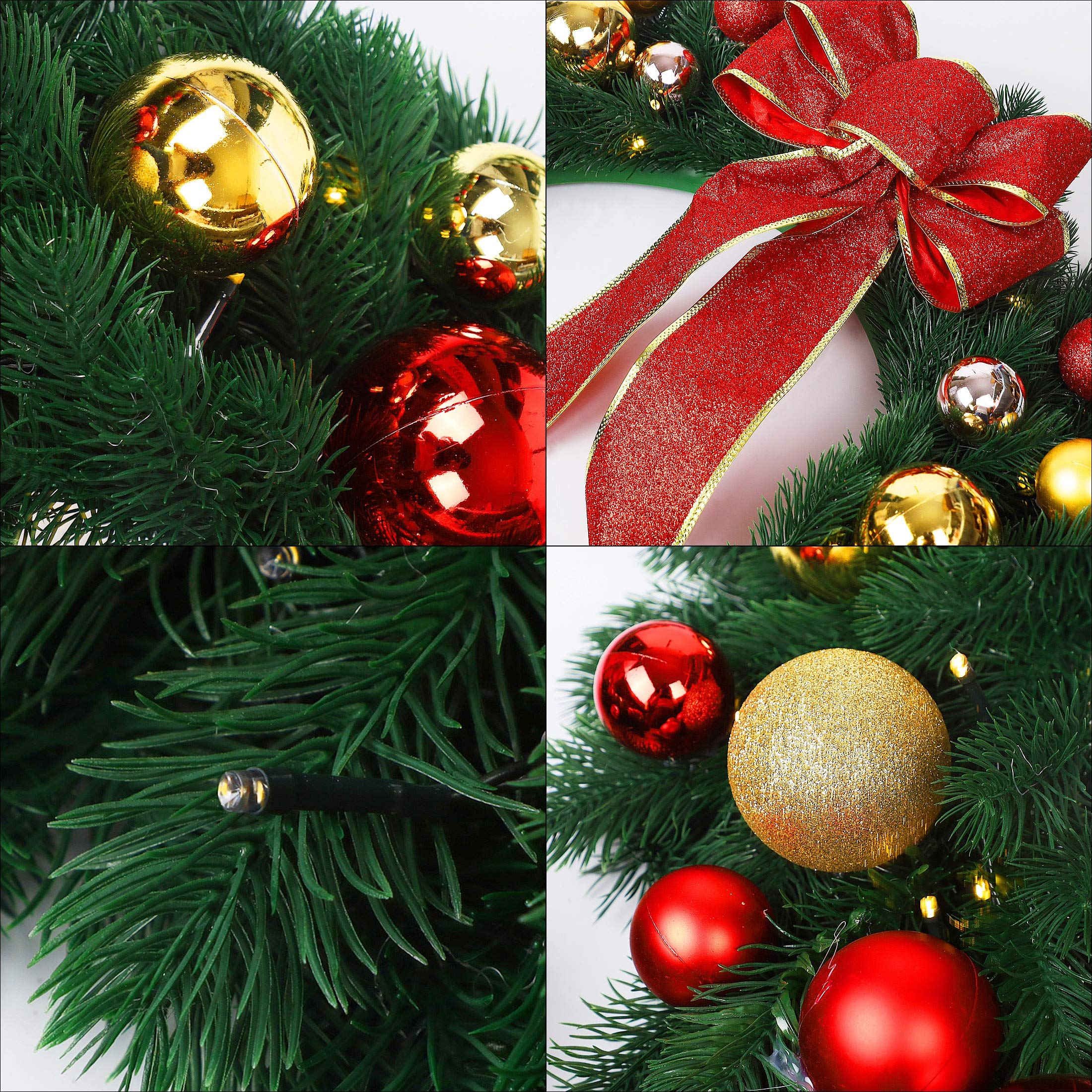 Amazon.co.jp: Juegoal 24インチ プリライトクリスマスリース メタル