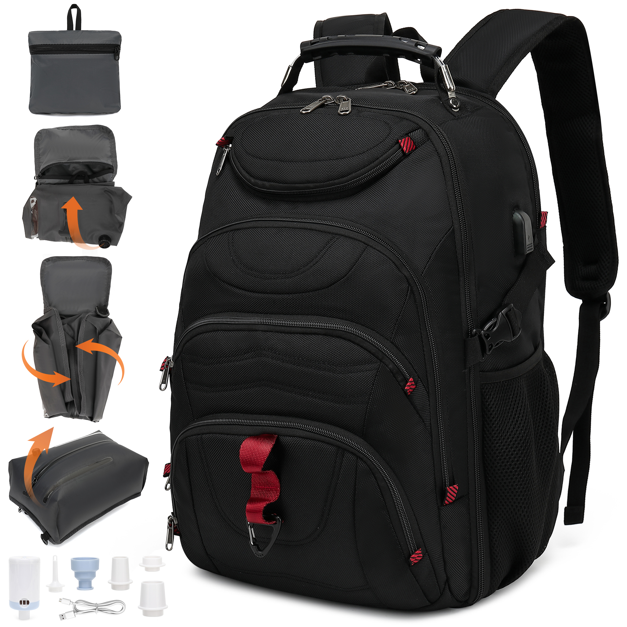 Amazon.com: Boavan Vacuum Seal Backpack for Travel with Pump, 55L Large Bag with Zipper‑Off Detachable Vacuum Compression Bag Waterproof Carry On Large Travel Bag for Airline,Bags and Backpack Used Independently : Electronics