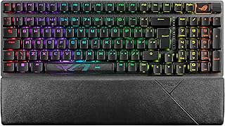 ASUS ROG Strix Scope II 96 Wireless Gaming Keyboard, Tri-Mode Connection, Dampening Foam & Switch-Dampening Pads, Hot-Swappable Pre-lubed ROG NX Snow Switches, PBT Keycaps, RGB-Black, UK Layout