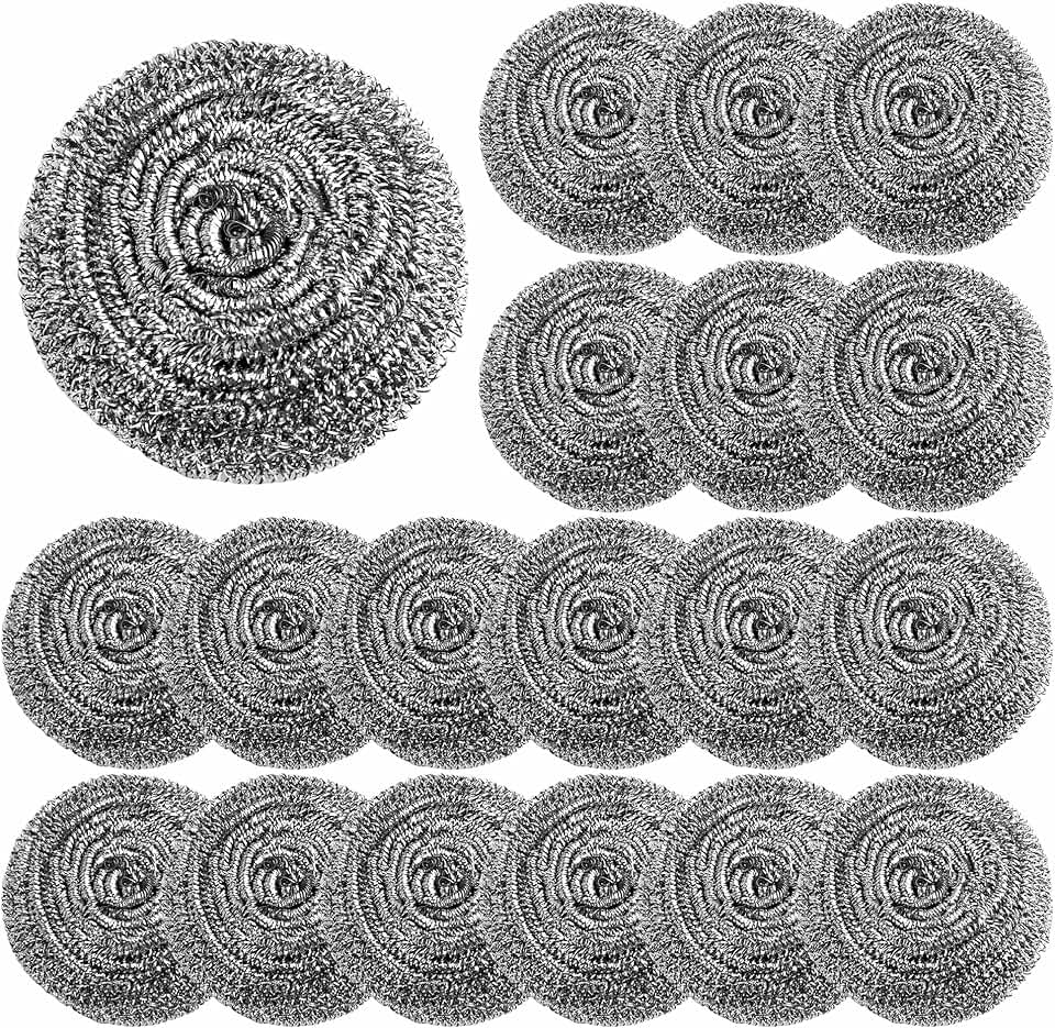 18 Pack Heavy Duty Stainless Steel Scrubber | Non-Scratch Steel Wool Pads for Pots, Grill Grates & Oven Racks, Kitchen Dishwashing | Rust-Free & Individually Wrapped
