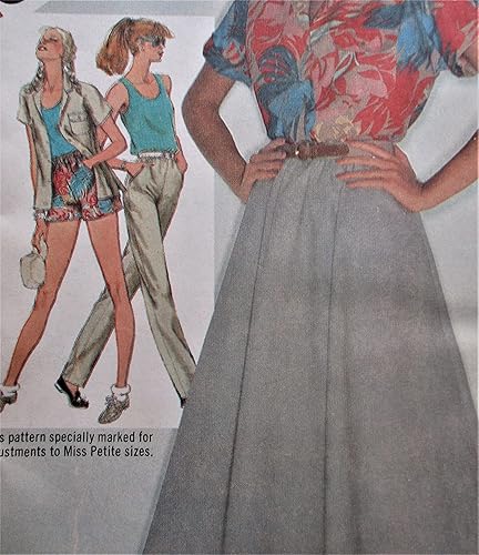 Camisa de señorita, camiseta sin mangas, falda sin botones, pantalones o pantalones cortos 9904S patrón de costura vintage