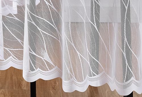 Miniatura 6 de Warm Home Designs Mantel redondo de 70 pulgadas. Mantel color champán con diseño geométrico. El mantel moderno de encaje es perfecto como mantel de