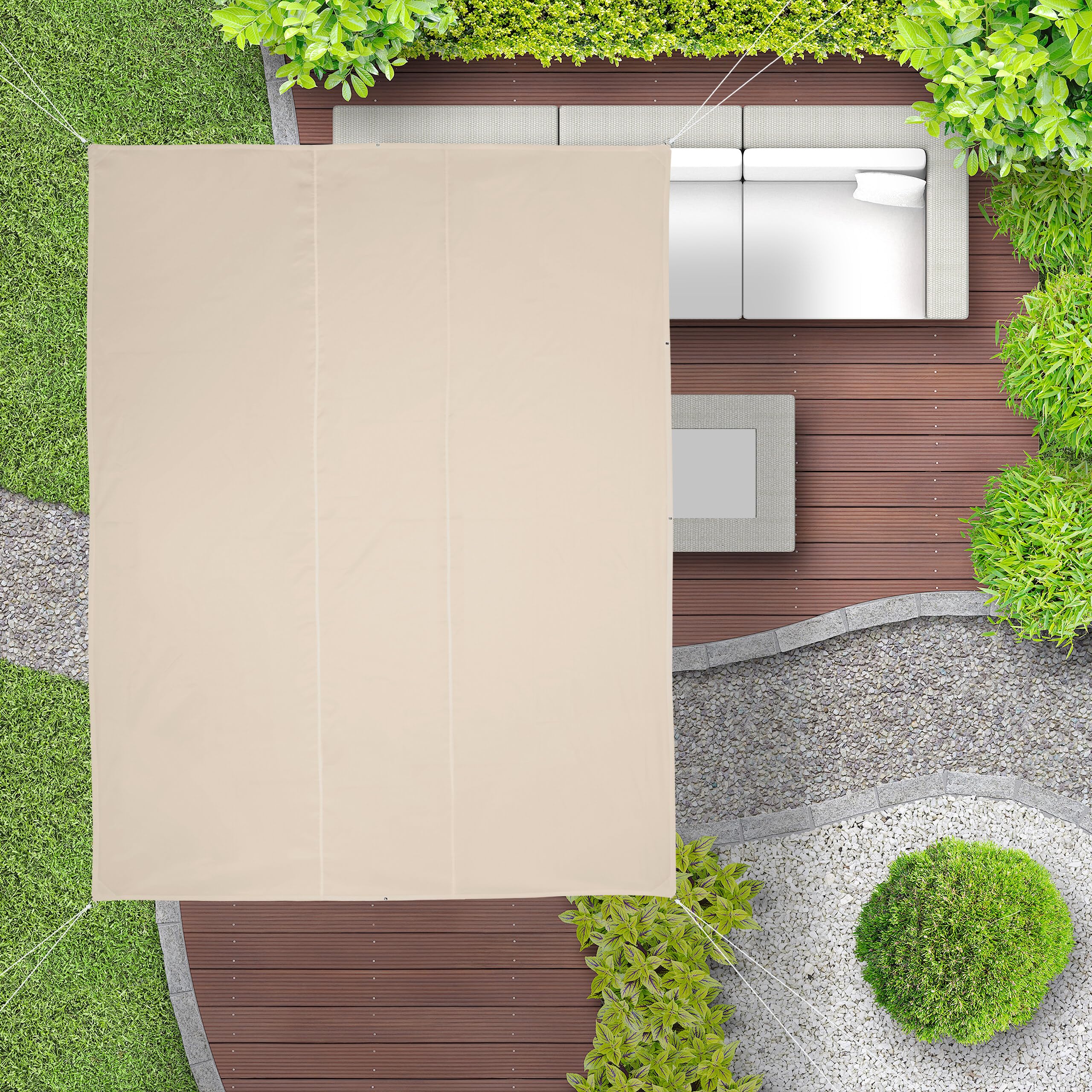Relaxdays Sonnensegel rechteckig, 3,5 x 4,5 m, wasserabweisend, beige