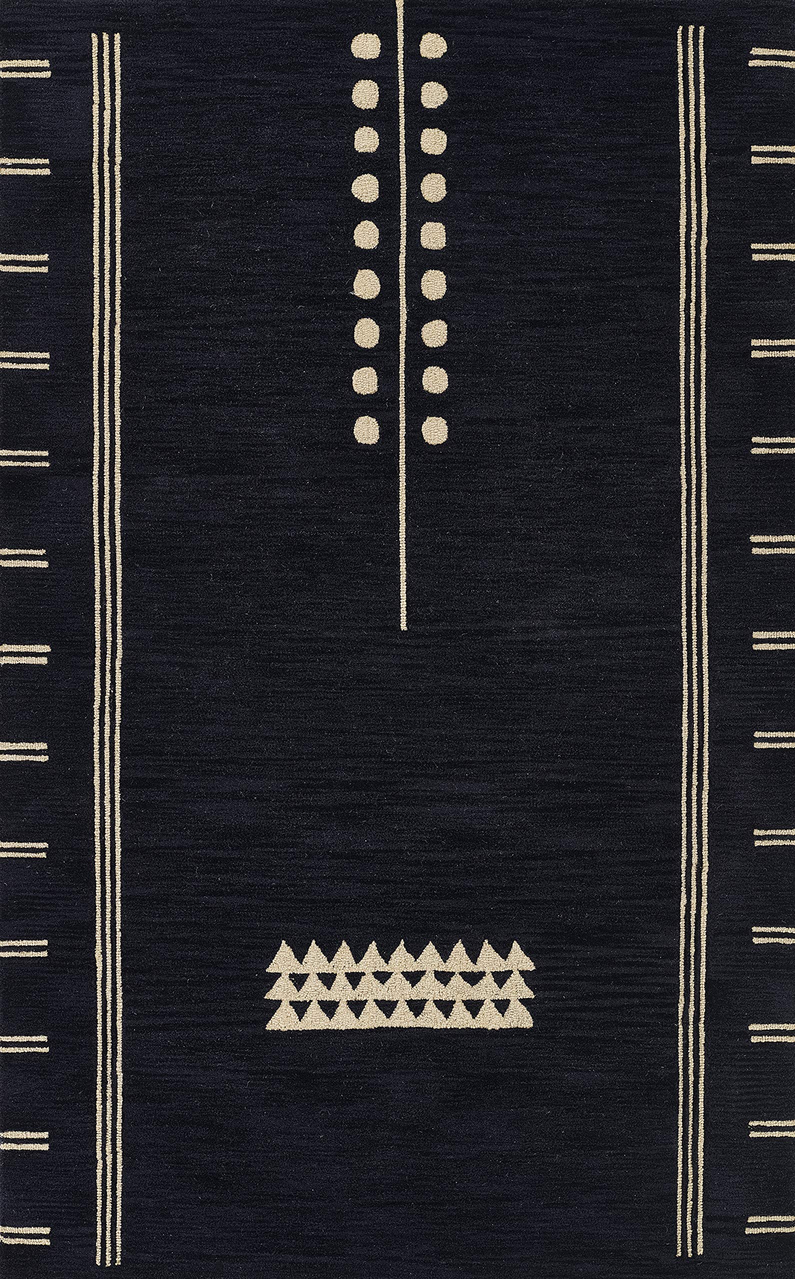 Momeni Simba Wool Hand Tufted Contemporary Indoor Area Rug, Navy, 5' X 8'