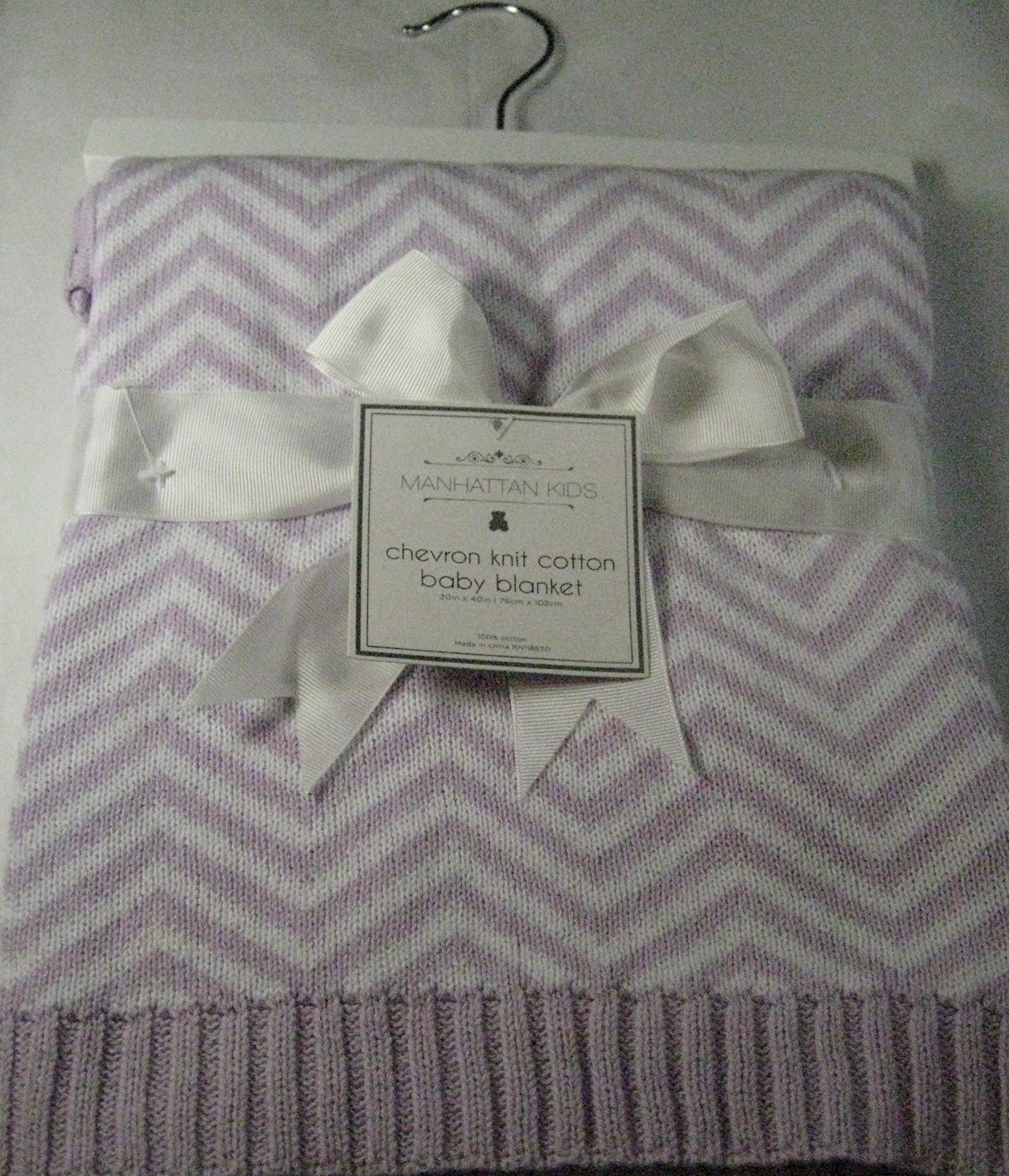 Manhattan Kids Cotton Baby Blanket Chevron Lavender 30" X 40" 100% Cotton