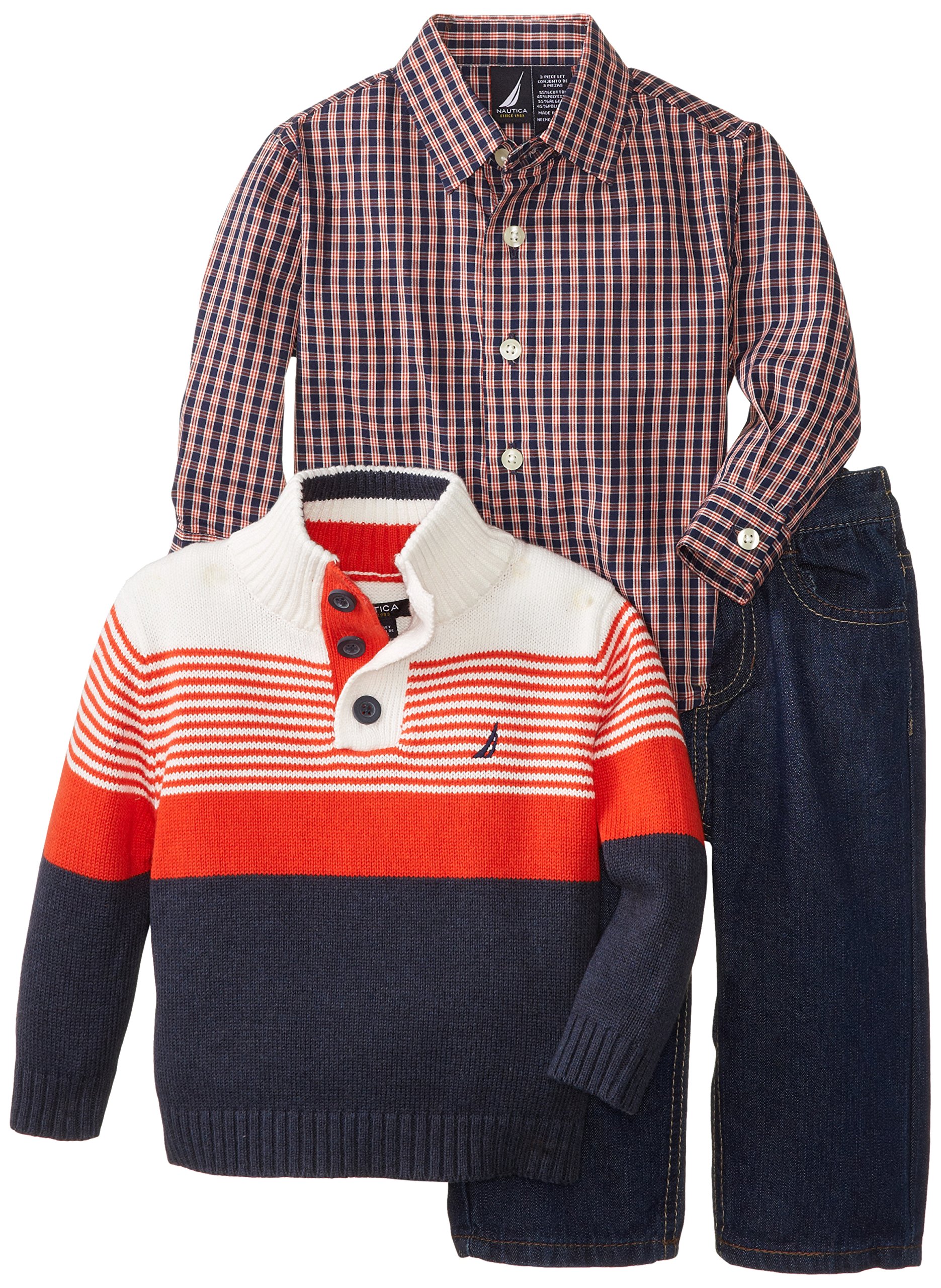 Nautica Boys' 3 Piece Color Block Sweater Set