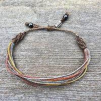 Vista 290 de Colorful Bracelet for Men and Women with Hematite Stones: Handmade Designer Adjustable Multistrand String Knotted Macrame Friendship Bracelet