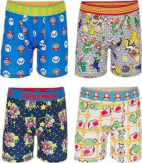 Super Mario Underwear and Boxer Briefs with Mario, Luigi, Toad, Yoshi, Peach & Bowser, Sizes 4, 6, 8, 10 and 12