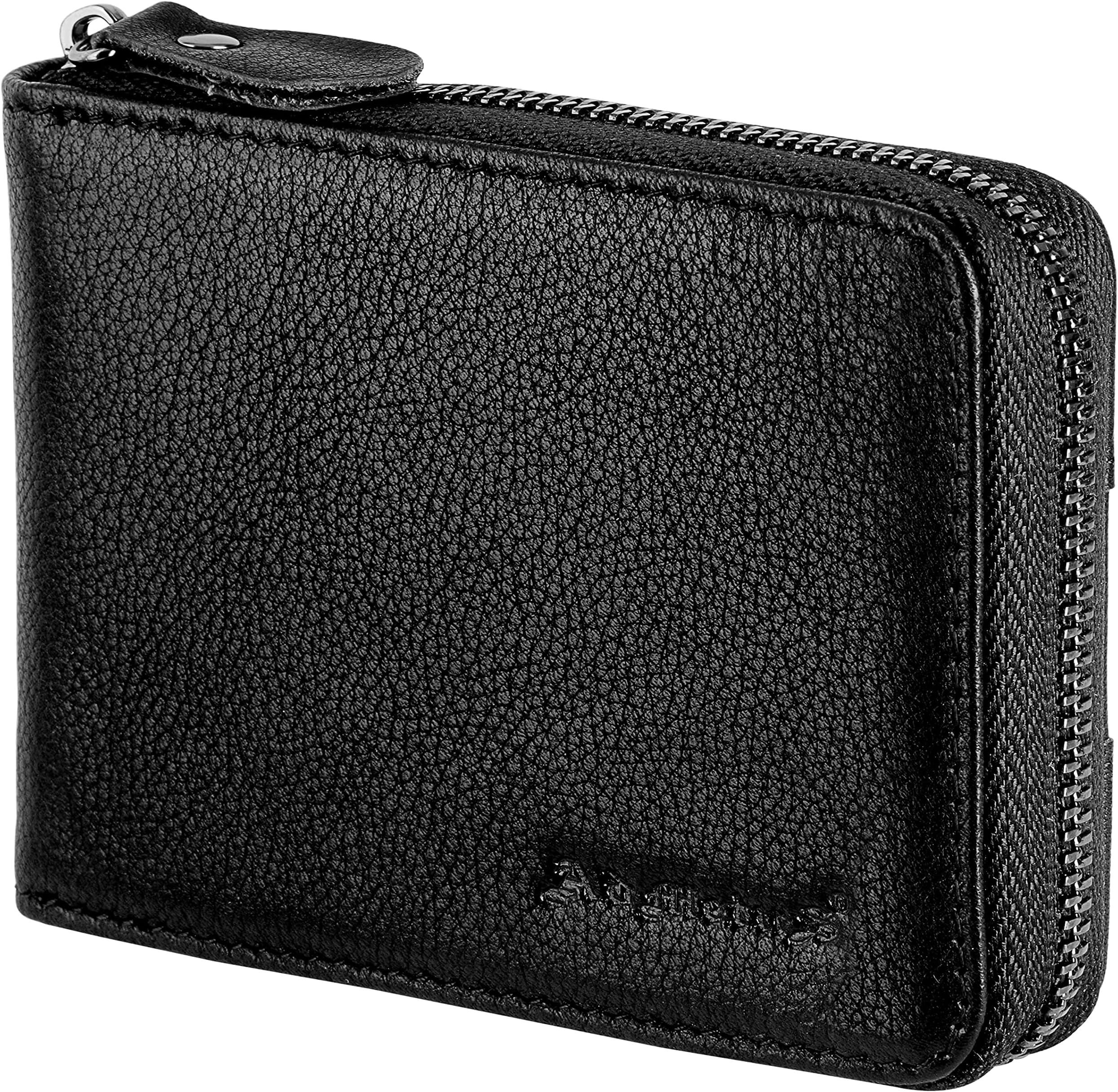 Men's Zipper Wallet Leather Bifold Wallets Slim RFID Blocking Zip Around Credit Card Holder Compact Small Wallet