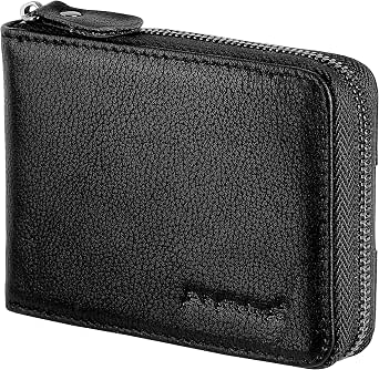 Admetus Men's Zipper Wallet Leather Bifold Wallets Slim RFID Blocking Zip Around Credit Card Holder Compact Small Wallet