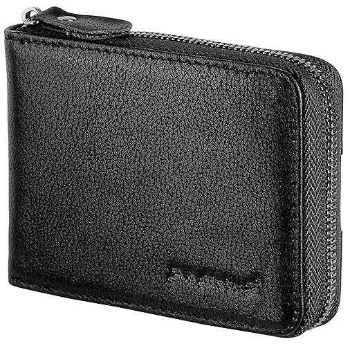 Admetus Men's Zipper Wallet Leather Bifold Wallets Slim RFID Blocking Zip Around Credit Card Holder Compact Small Wallet