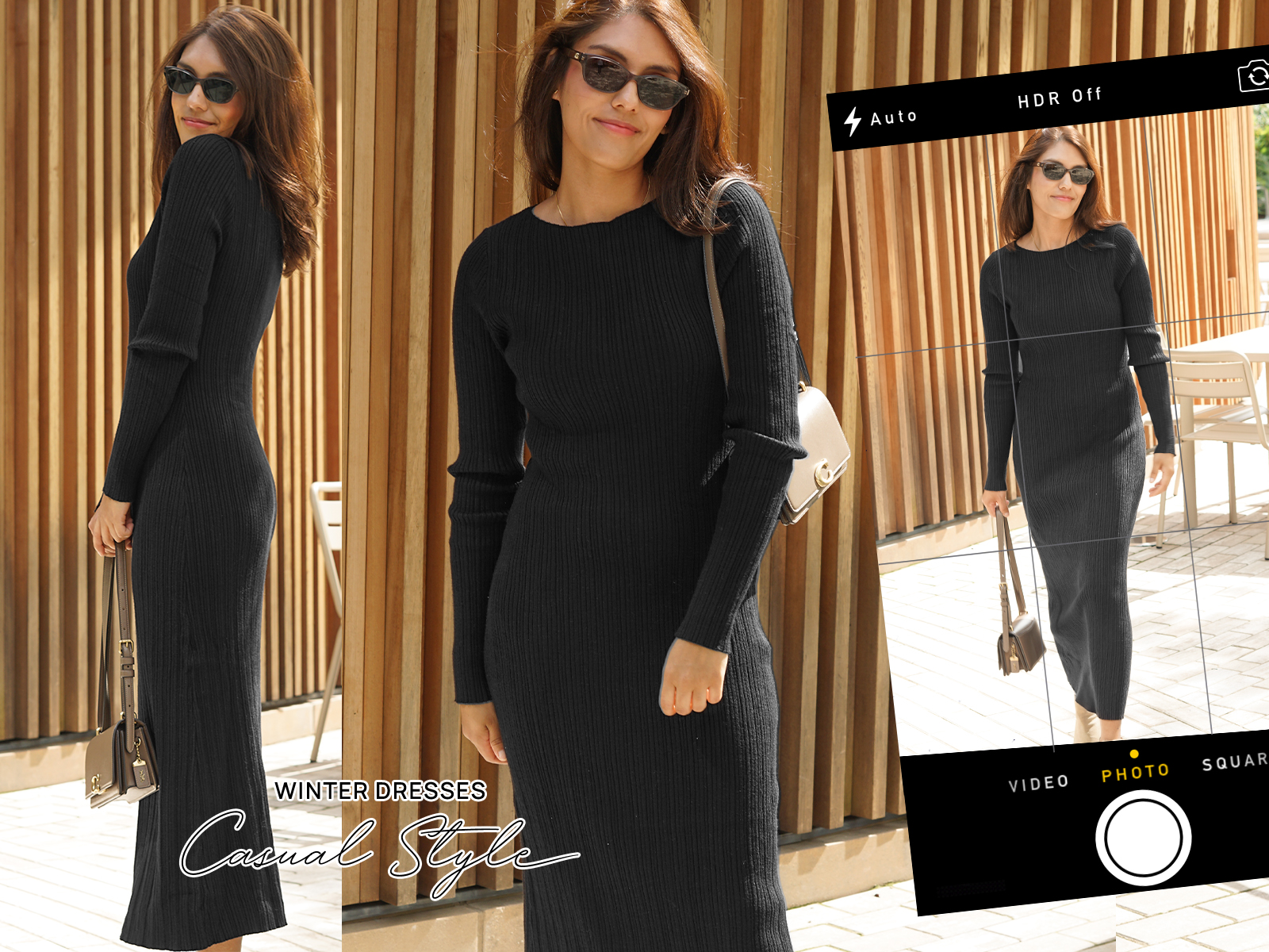 MEROKEETY Long Sleeve Pullover Sweater Dress Moderno Donna