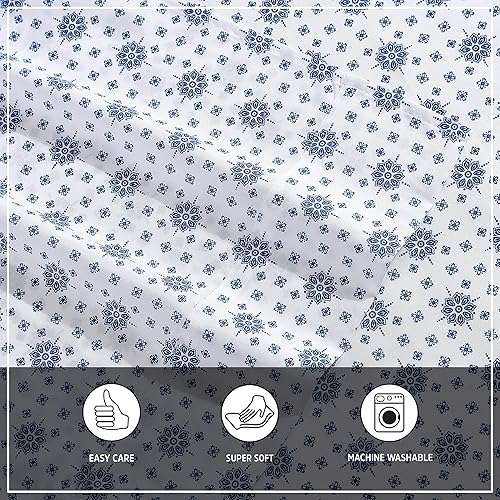 Miniatura 4 de Wrangler - Juego de sábanas tamaño individual, juego de cama sedoso y ligero, decoración casual del hogar (Bodie Foulard azul marino, individual)