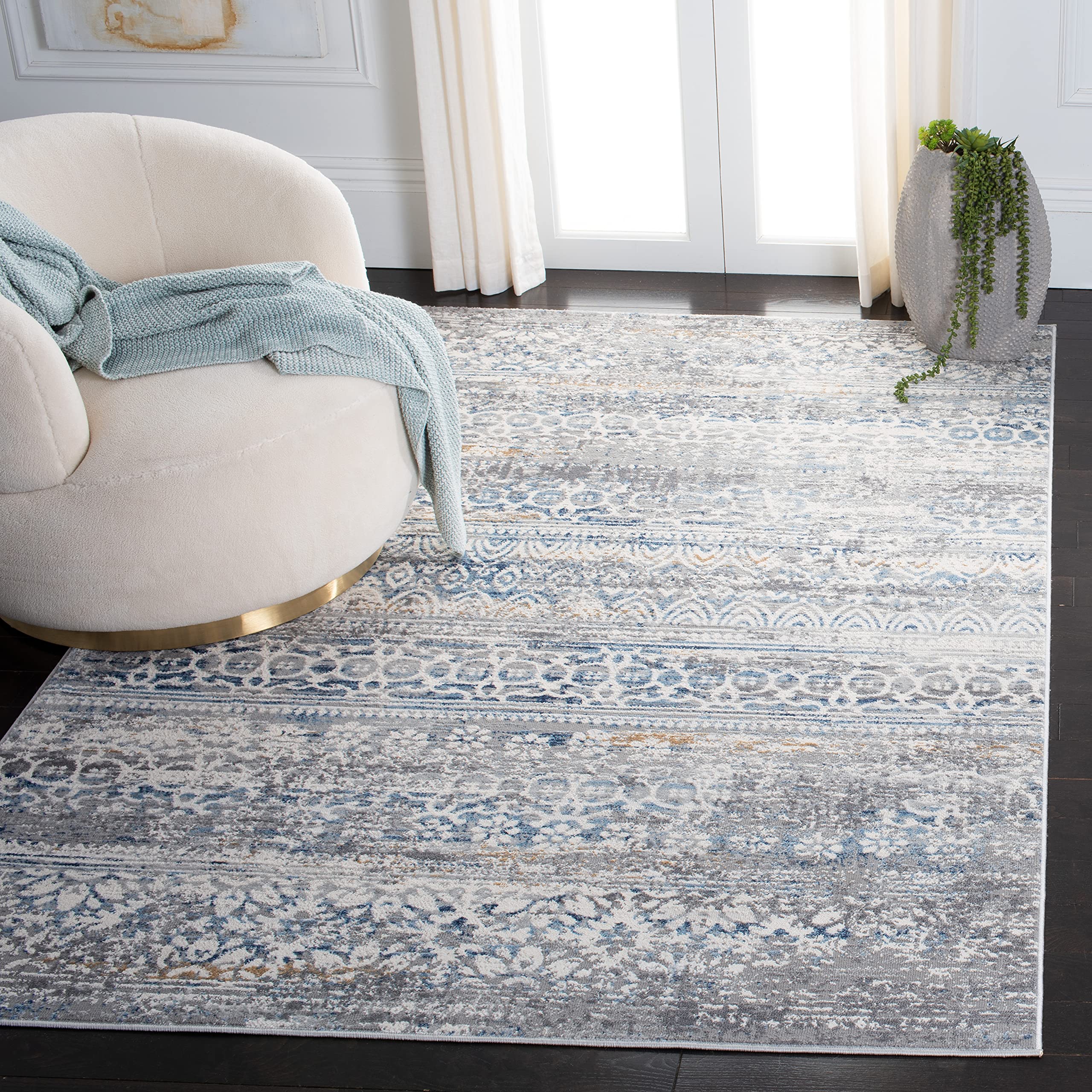 SAFAVIEH Area Rug 8x10 - Amelia Collection - Large - Grey & Blue, Modern Design, Non-Shedding & Easy Cleaning, Ideal for Living Room, Bedroom, Office,