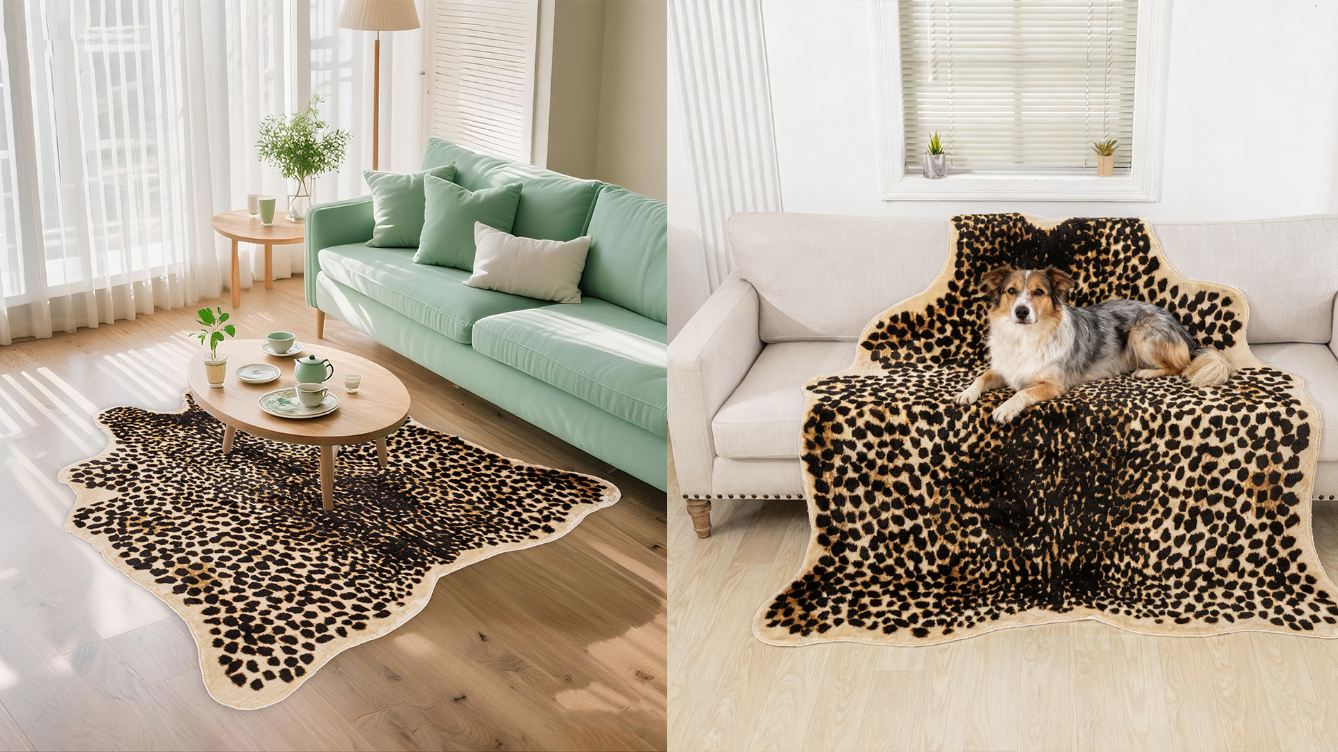 Tapete Leopardo Fluffy 63 x 83 pulgadas, pelo falso suave miniatura 7