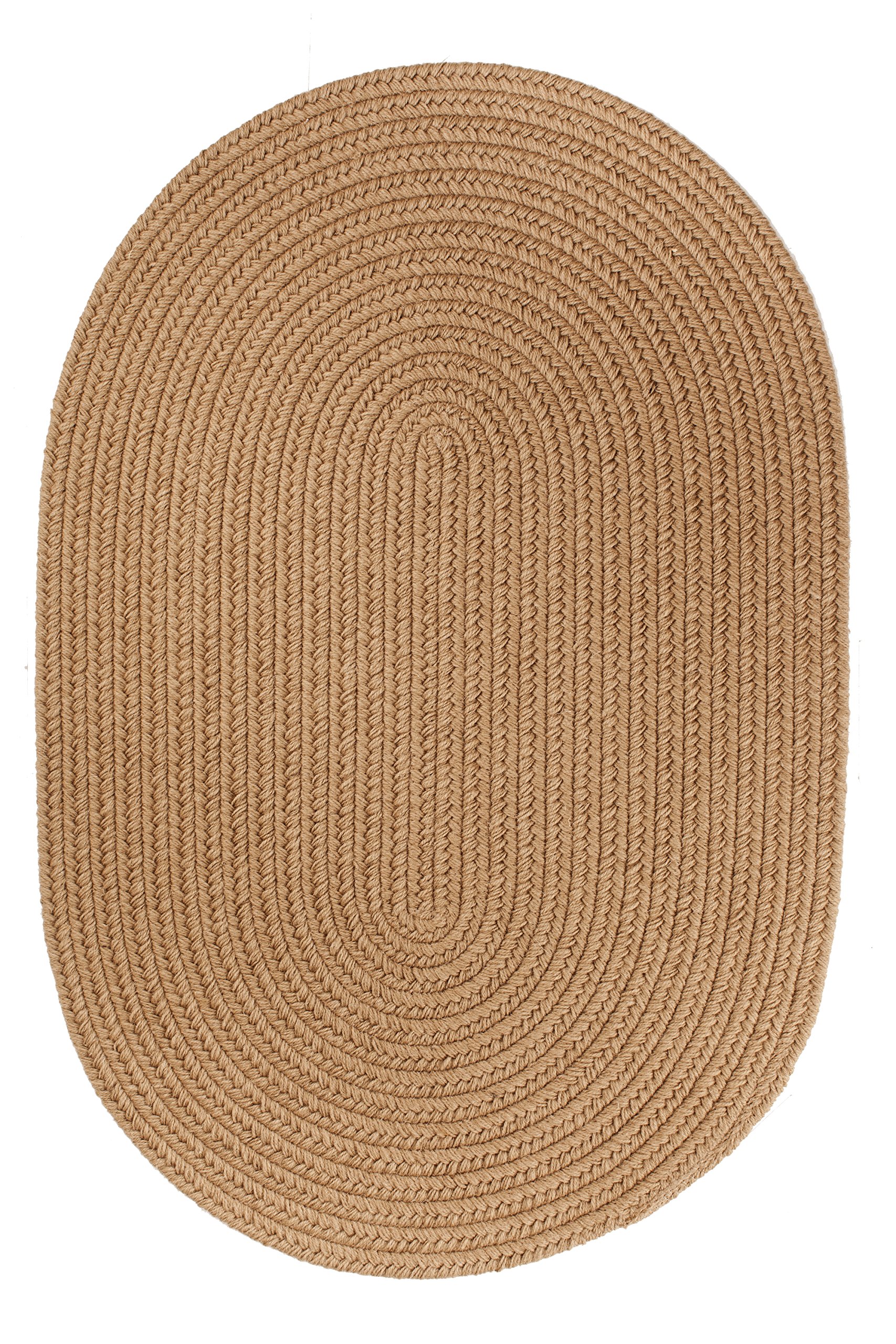 Rhody Rug Solid Wool S114 Taupe 10' x 13' Oval - Braided Area Rug, Home Decor, Floor Mat or Bedroom Rug - Easy Care, Ideal for High Traffic Areas in
