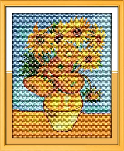 Miniatura 8 de ITSTITCH Kits de punto de cruz estampados DIY 11CT patrones de bordado para adultos, kits de punto de cruz para decoración del hogar, flores