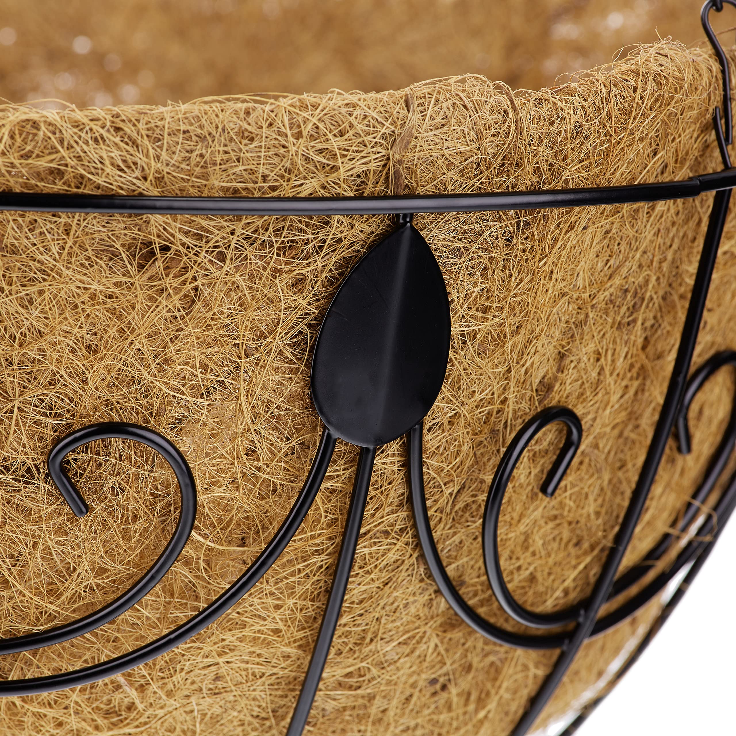 Relaxdays Set da 3 Portavasi da Parete, in Fibra di Cocco, Fioriera da Appendere con Catena, D: 35 cm, 10 litri, Marrone