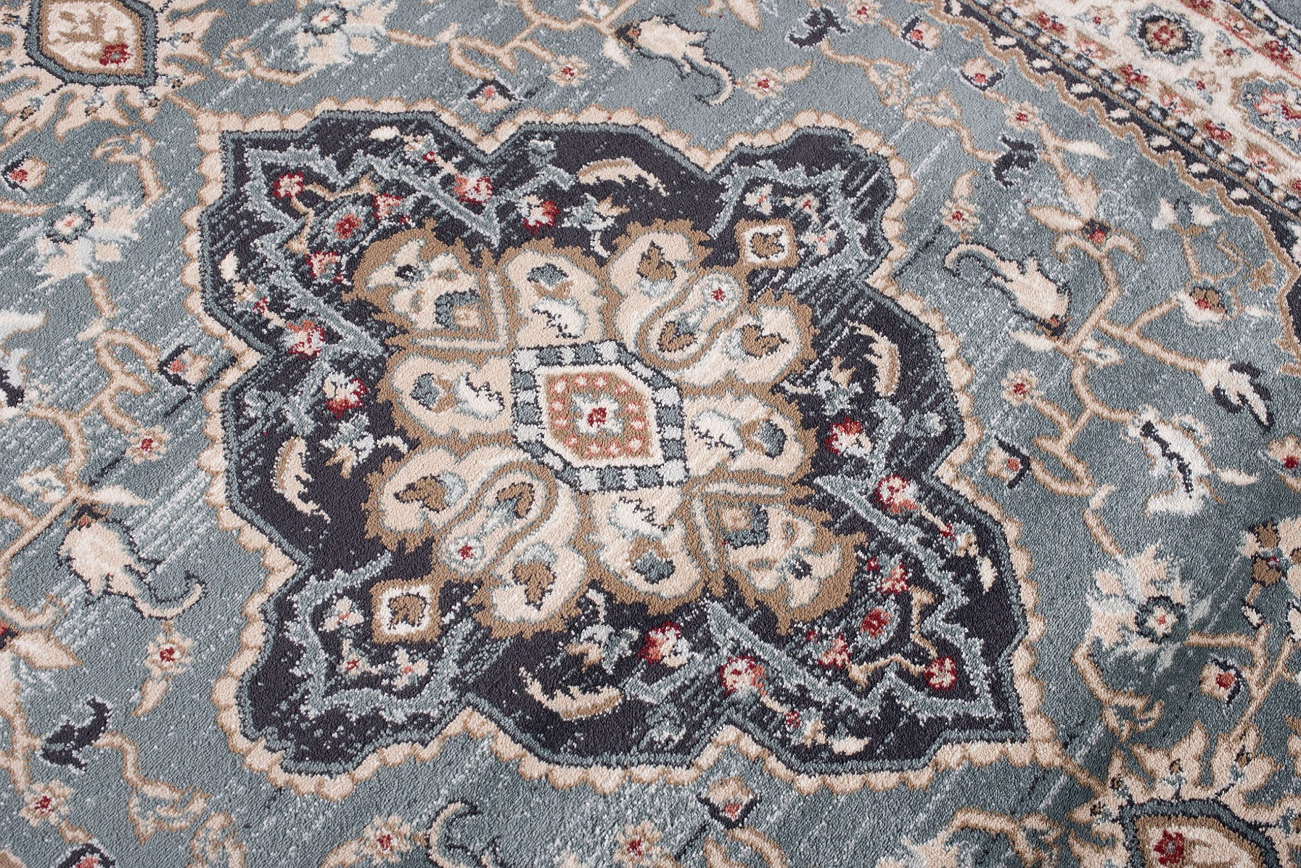 Mazovia Tappeto Salotto Moderno Pelo Corto - Tappeti Moderni Soggiorno - Tappeti Camera da Letto - Tappeti Salotto Grandi Dimesnioni - Motivo Orientale - Blu Nero - 200 x 300 cm