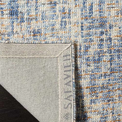 Miniatura 4 de SAFAVIEH Abstract Collection - Alfombra de área de 8 x 10 pies, azul oscuro y óxido, lana hecha a mano, ideal para zonas de alto tráfico en sala de