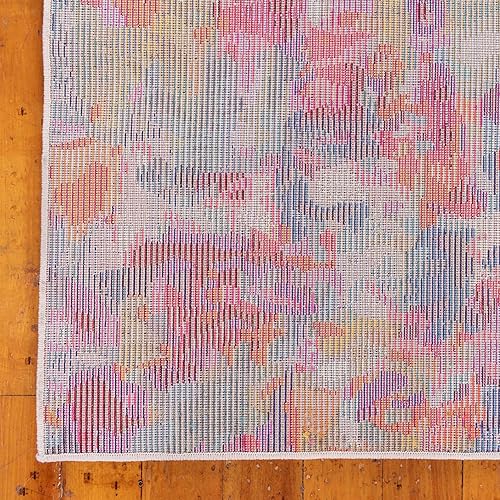 Miniatura 7 de Unique Loom Chromatic Collection - Alfombra abstracta moderna, colorida y vibrante para decoración de cualquier hogar (4 pies x 4 pies, cuadrada,