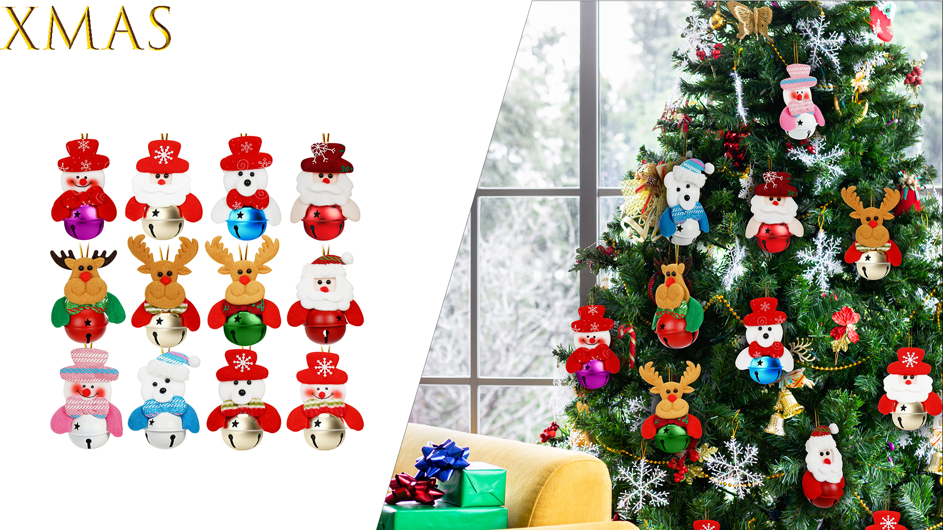 Zeroupshop Set di 3 Orsetti di Natale in Peluche per Albero di Natale, Decorazioni Natalizie Colorate da Appendere per Camino o Tavolo, Figurine Decorative, 15 cm