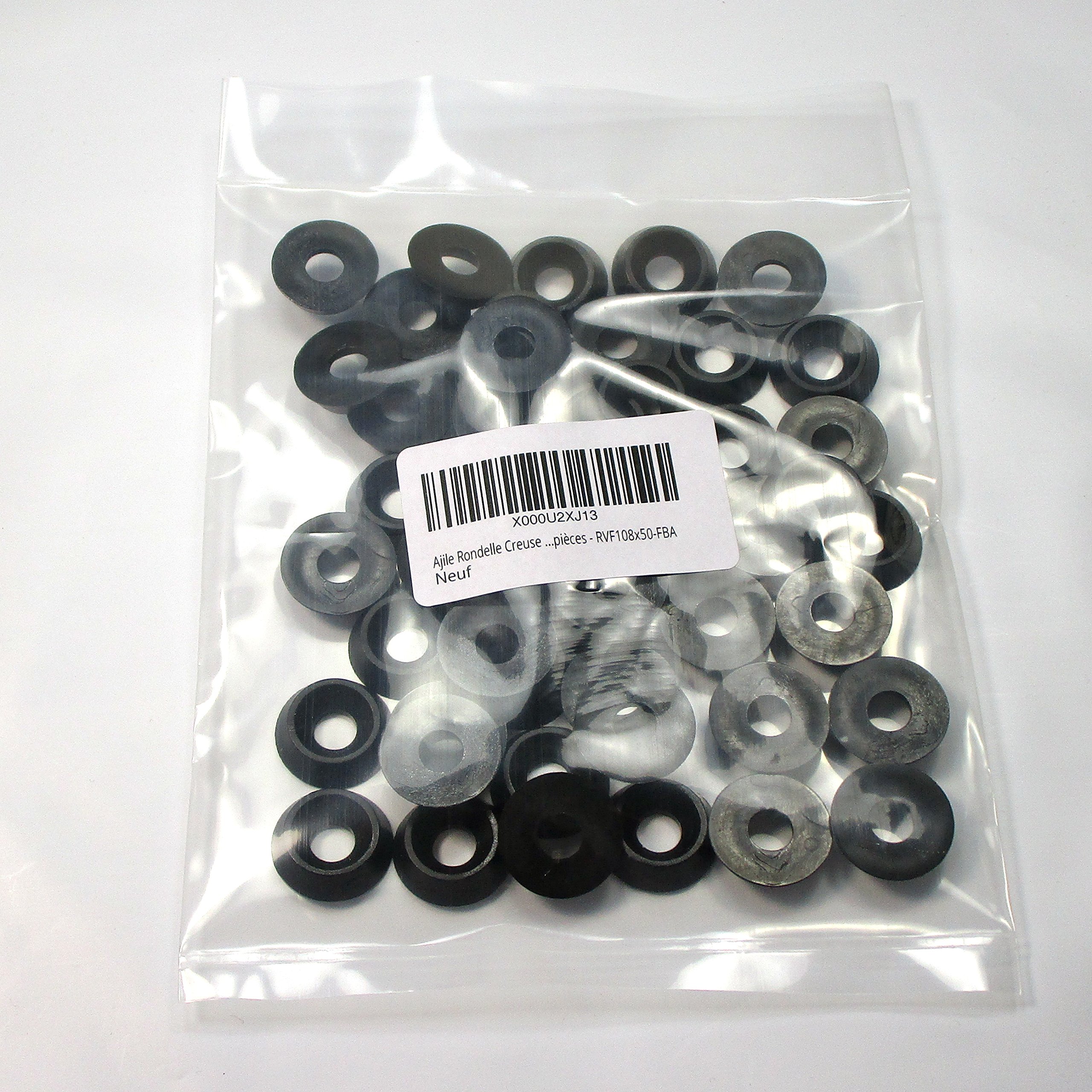 Ajile Kunststoff Senkscheibe Unterlegscheibe Rosette aus Polyamid SCHWARZ für M8 8 mm Metrishes Gewinde Senkkopfschraube - 50 Stücke - RVF108x50-FBA