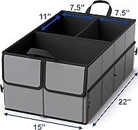 Vista 3 de EPAuto Organizador plegable para maletero de automóvil, 3 compartimentos con divisor extraíble, gris oscuro