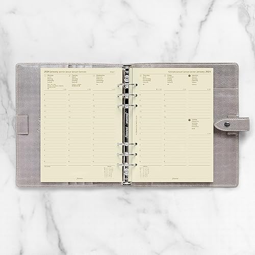 Miniatura 6 de Filofax Recambio de diario de calendario, tamaño A5, vista semanal con citas, papel crema de algodón, multilingüe cinco idiomas, 2024 (C68513-24)
