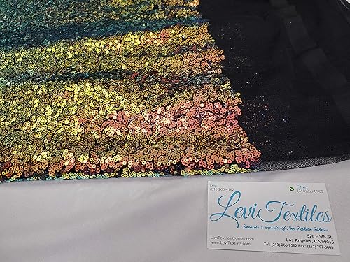 Miniatura 5 de Levi Textiles, INC. The Yard, tela de lentejuelas iridiscente de 3 pies y 1 yarda, tela de lentejuelas, mantel, lino, mantel de lentejuelas, camino