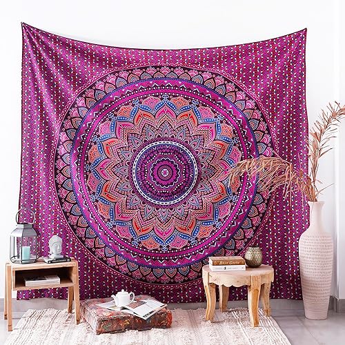 Miniatura 7 de Popular Handicrafts Original Ombre - Tapiz indio Mandala para pared, ornamento hippie, colcha bohemia con brillo metálico