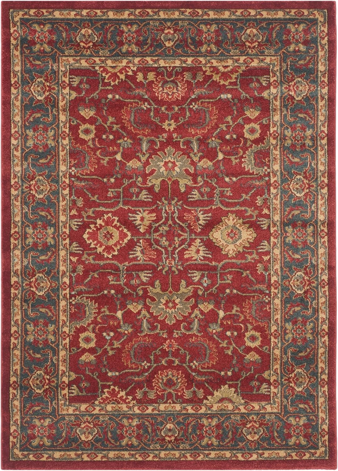 Red and Natural 9' x 12' Synthetic Reversible Oriental Area Rug