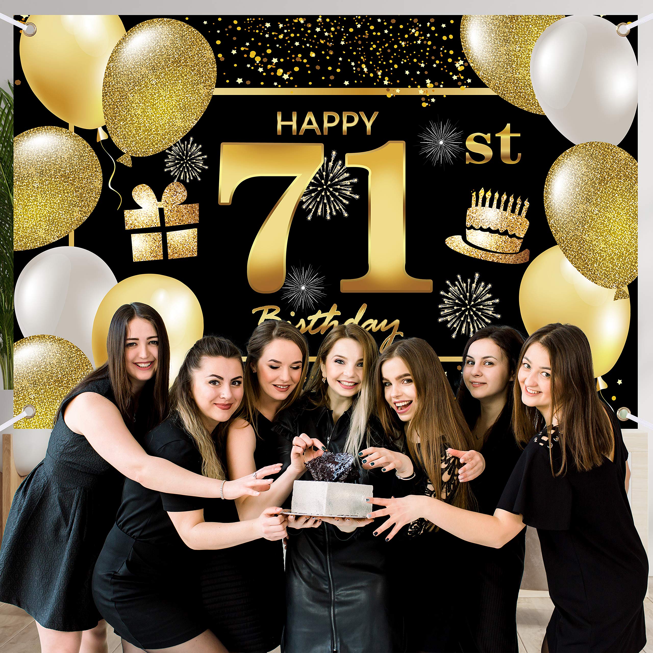 71st Happy Birthday Banner IMISI Birthday Decorations Birthday Backdrop Decorations for a Party - Image 3